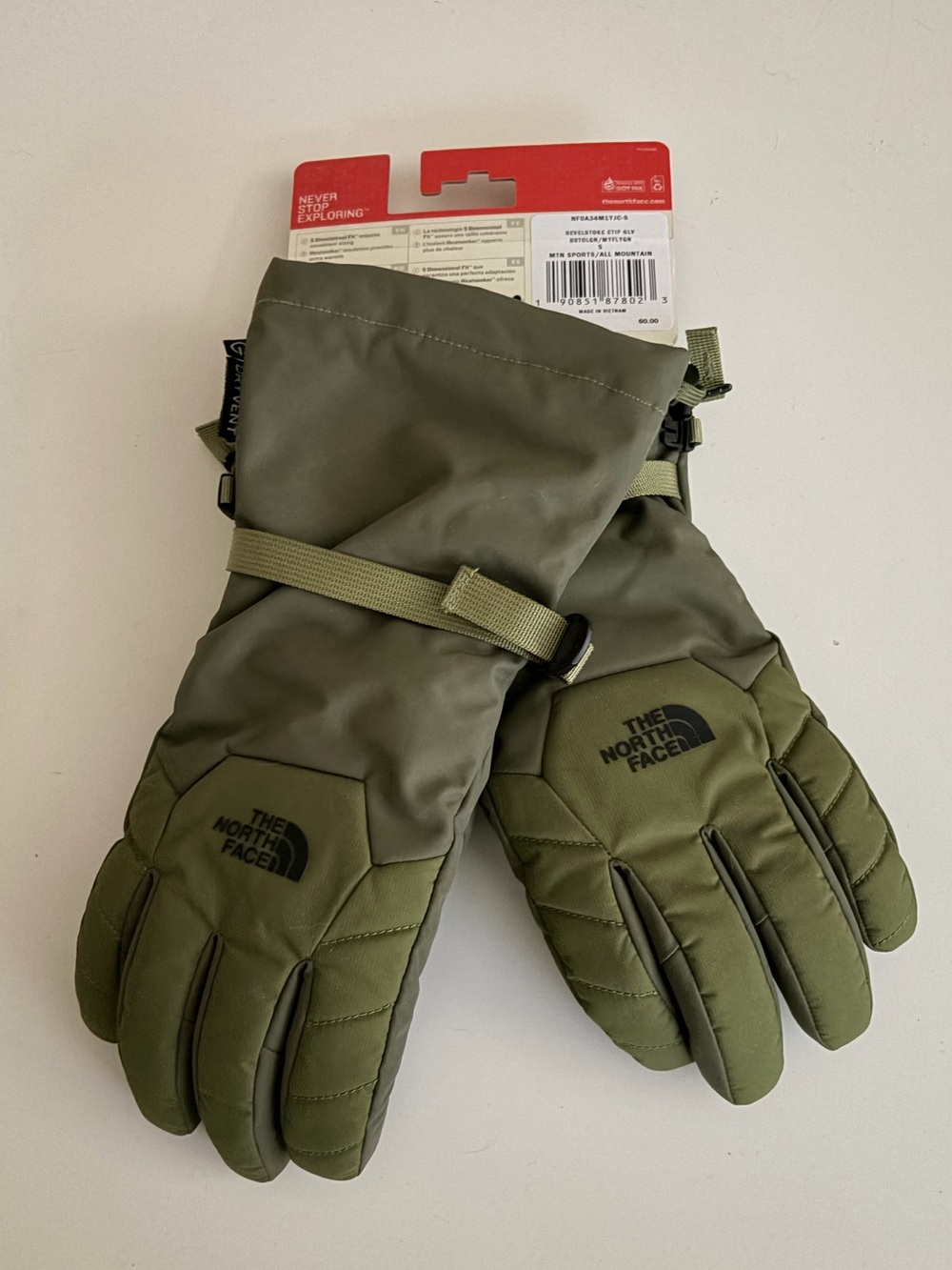 The North Face Revelstoke Etip Men's Olive Green Insulated Ski Gloves
